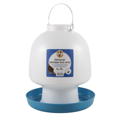 Plastic chicken drinker | blue|( 6,5 L) | with handle